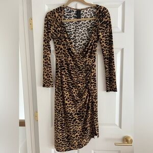 Norma Kamali Leopard Long Sleeve Dress XS/34
